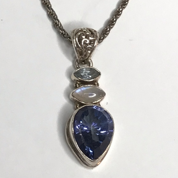 Necklace Sterling Silver 925 Semi Precious Stones